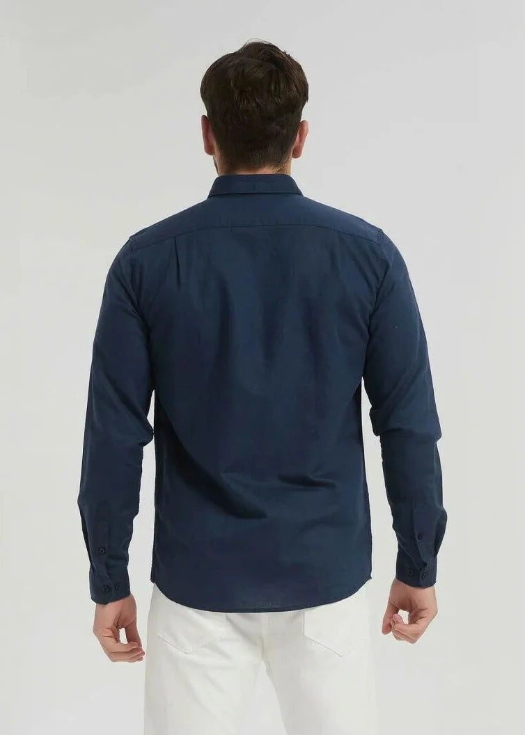 Chemise en lin bleu marine